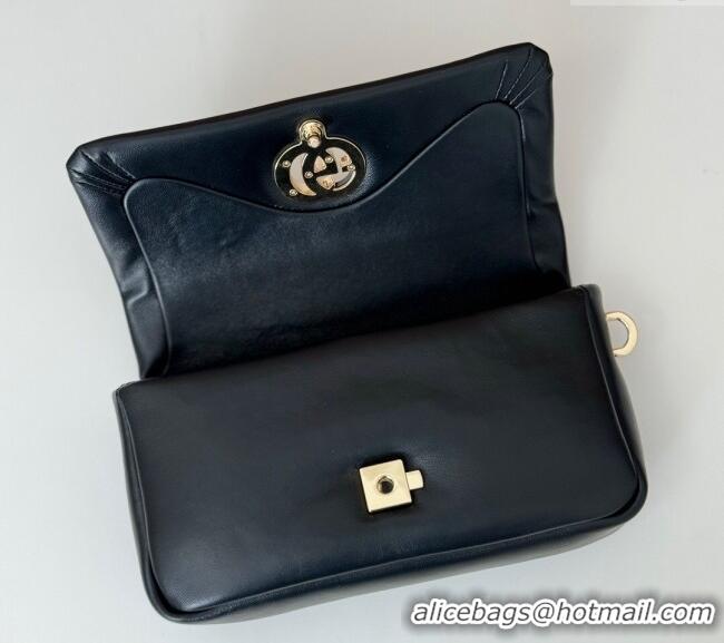 Luxury Cheap Gucci Puffy Calf Leather Milano Mini Top Handle bag 806017 Black 2024