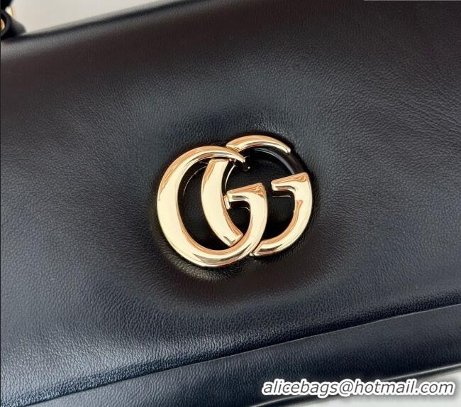 Luxury Cheap Gucci Puffy Calf Leather Milano Mini Top Handle bag 806017 Black 2024