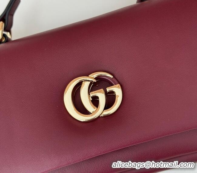 Well Crafted Gucci Puffy Calf Leather Milano Mini Top Handle bag 806017 Dark Burgundy 2024