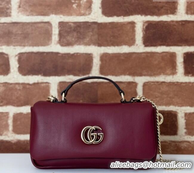 Well Crafted Gucci Puffy Calf Leather Milano Mini Top Handle bag 806017 Dark Burgundy 2024