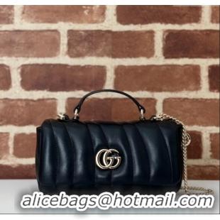Super Quality Gucci Quilted Puffy Leather Milano Mini Top Handle bag 806017 Black 2024