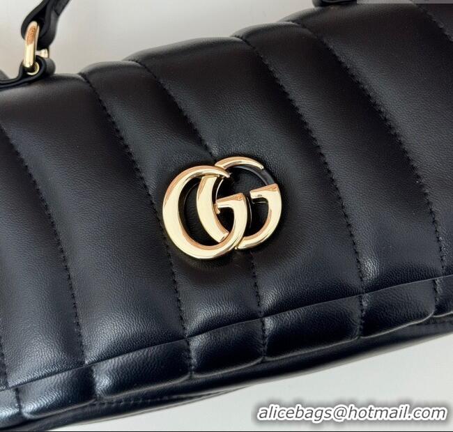 Super Quality Gucci Quilted Puffy Leather Milano Mini Top Handle bag 806017 Black 2024
