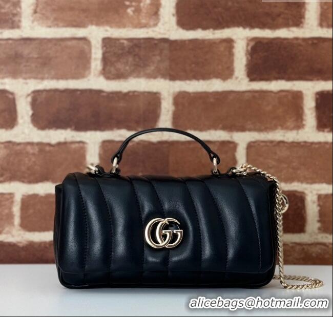 Super Quality Gucci Quilted Puffy Leather Milano Mini Top Handle bag 806017 Black 2024
