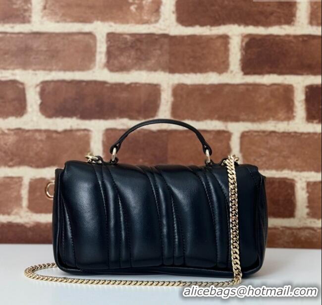 Super Quality Gucci Quilted Puffy Leather Milano Mini Top Handle bag 806017 Black 2024