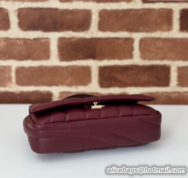 Super Quality Gucci Quilted Puffy Leather Milano Mini Top Handle bag 806017 Dark Burgundy 2024