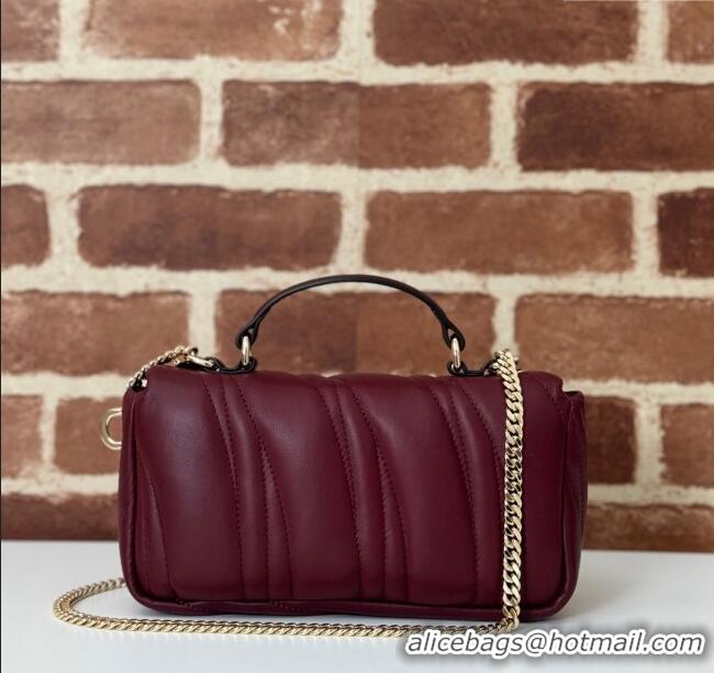 Super Quality Gucci Quilted Puffy Leather Milano Mini Top Handle bag 806017 Dark Burgundy 2024