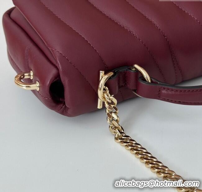 Super Quality Gucci Quilted Puffy Leather Milano Mini Top Handle bag 806017 Dark Burgundy 2024