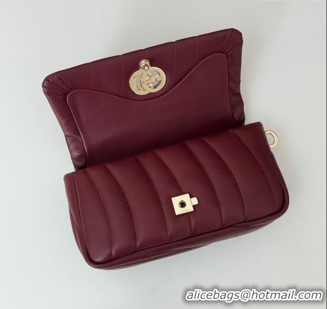 Super Quality Gucci Quilted Puffy Leather Milano Mini Top Handle bag 806017 Dark Burgundy 2024