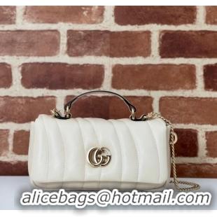 Famous Brand Gucci Quilted Puffy Leather Milano Mini Top Handle bag 806017 White 2024