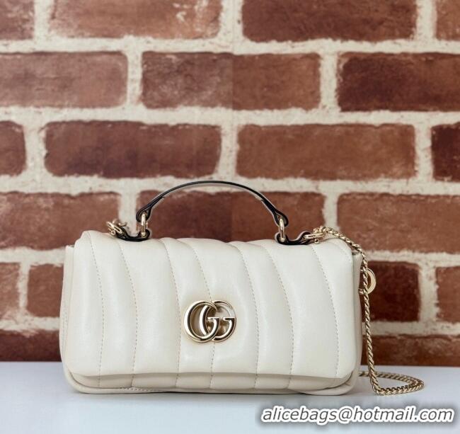 Famous Brand Gucci Quilted Puffy Leather Milano Mini Top Handle bag 806017 White 2024