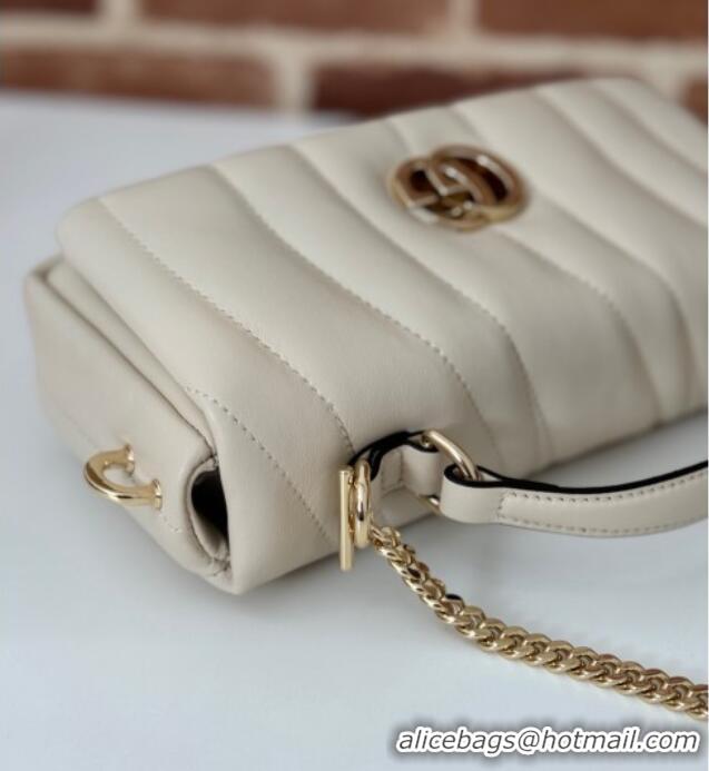 Famous Brand Gucci Quilted Puffy Leather Milano Mini Top Handle bag 806017 White 2024