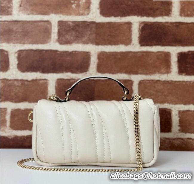 Famous Brand Gucci Quilted Puffy Leather Milano Mini Top Handle bag 806017 White 2024