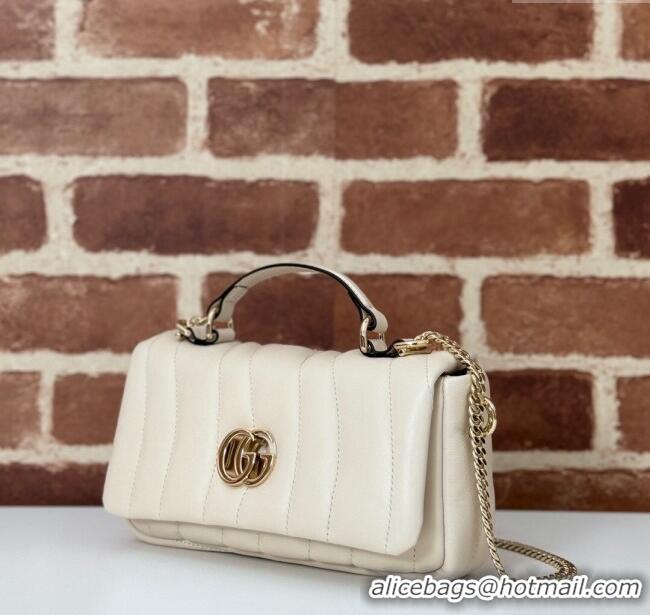 Famous Brand Gucci Quilted Puffy Leather Milano Mini Top Handle bag 806017 White 2024