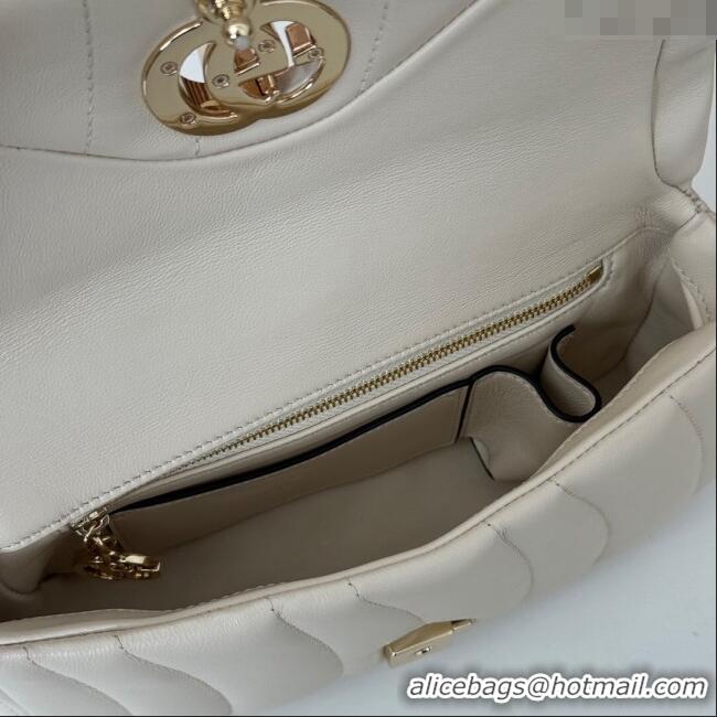 Famous Brand Gucci Quilted Puffy Leather Milano Mini Top Handle bag 806017 White 2024