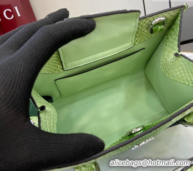 Top Quality Gucci Diana Mini Tote Bag in Snakeskin Embossed Leather 702732 Green 2024