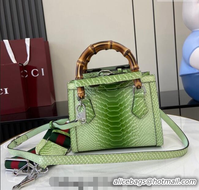 Top Quality Gucci Diana Mini Tote Bag in Snakeskin Embossed Leather 702732 Green 2024