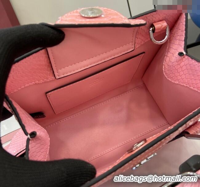 Top Quality Gucci Diana Mini Tote Bag in Snakeskin Embossed Leather 702732 Pink 2024
