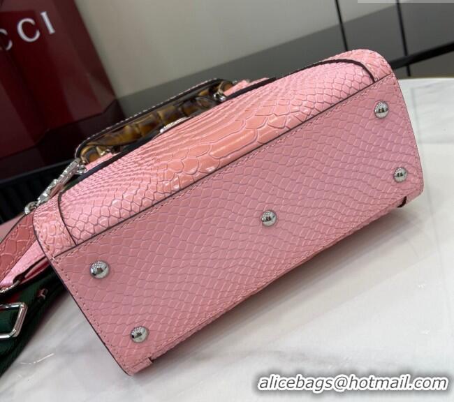 Top Quality Gucci Diana Mini Tote Bag in Snakeskin Embossed Leather 702732 Pink 2024