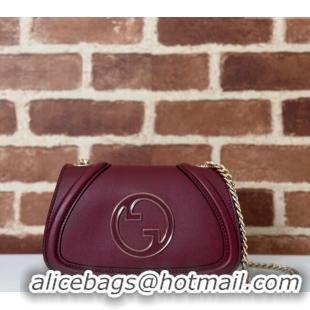 Low Cost Gucci Blondie Leather Mini Shoulder Bag 815711 Dark Burgundy 2024