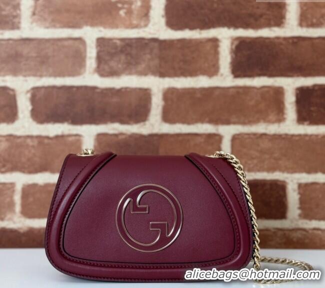 Low Cost Gucci Blondie Leather Mini Shoulder Bag 815711 Dark Burgundy 2024