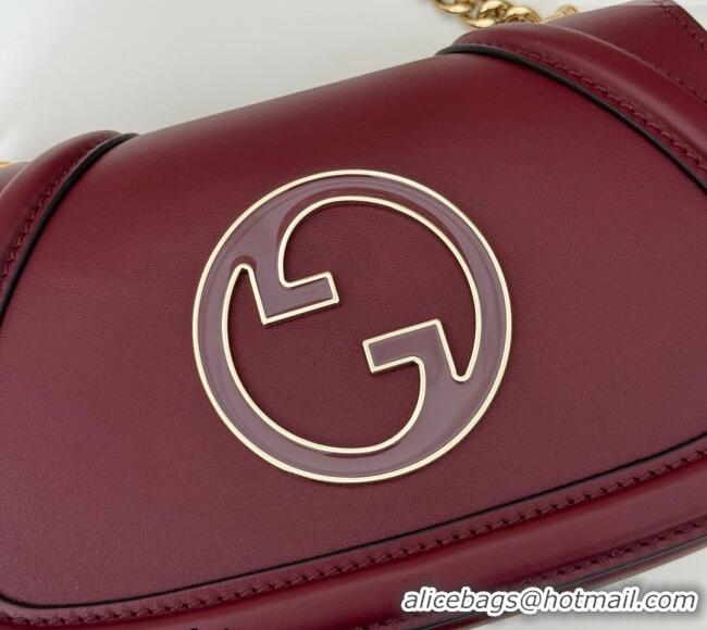 Low Cost Gucci Blondie Leather Mini Shoulder Bag 815711 Dark Burgundy 2024