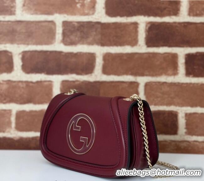 Low Cost Gucci Blondie Leather Mini Shoulder Bag 815711 Dark Burgundy 2024