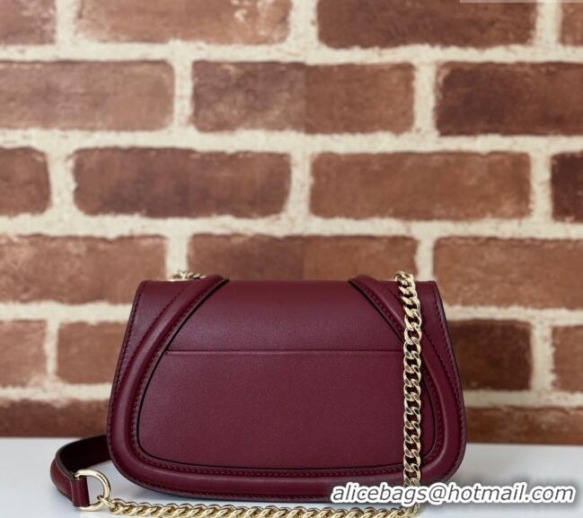 Low Cost Gucci Blondie Leather Mini Shoulder Bag 815711 Dark Burgundy 2024