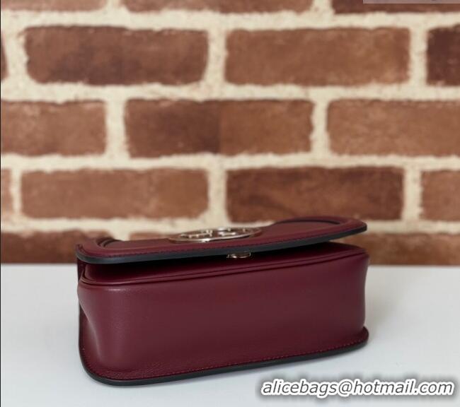 Low Cost Gucci Blondie Leather Mini Shoulder Bag 815711 Dark Burgundy 2024