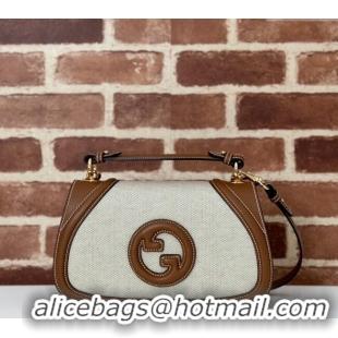 Inexpensive Gucci Blondie Top Handle bag in Linen Canvas and Leather 815714 Brown 2024