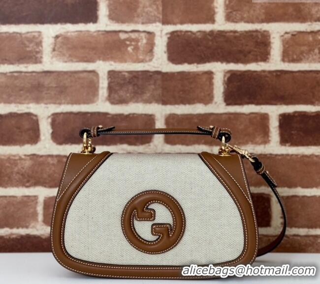 Inexpensive Gucci Blondie Top Handle bag in Linen Canvas and Leather 815714 Brown 2024