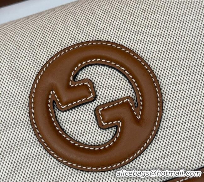 Inexpensive Gucci Blondie Top Handle bag in Linen Canvas and Leather 815714 Brown 2024