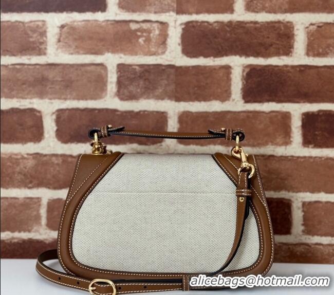 Inexpensive Gucci Blondie Top Handle bag in Linen Canvas and Leather 815714 Brown 2024