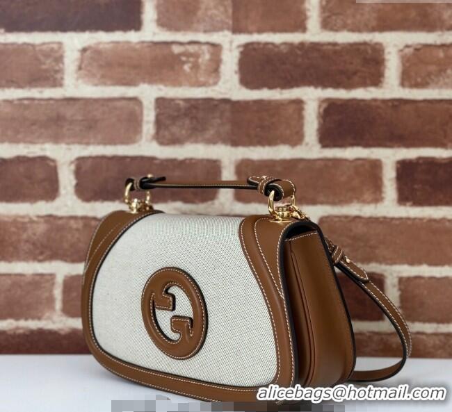 Inexpensive Gucci Blondie Top Handle bag in Linen Canvas and Leather 815714 Brown 2024