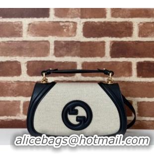 Classic Specials Gucci Blondie Top Handle bag in Linen Canvas and Leather 815714 Black 2024
