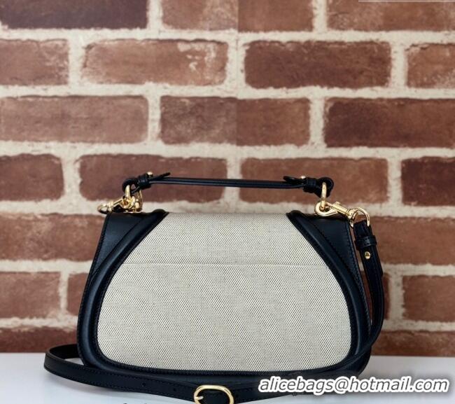 Classic Specials Gucci Blondie Top Handle bag in Linen Canvas and Leather 815714 Black 2024