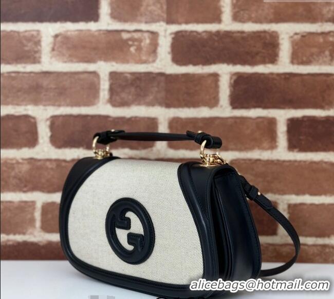 Classic Specials Gucci Blondie Top Handle bag in Linen Canvas and Leather 815714 Black 2024