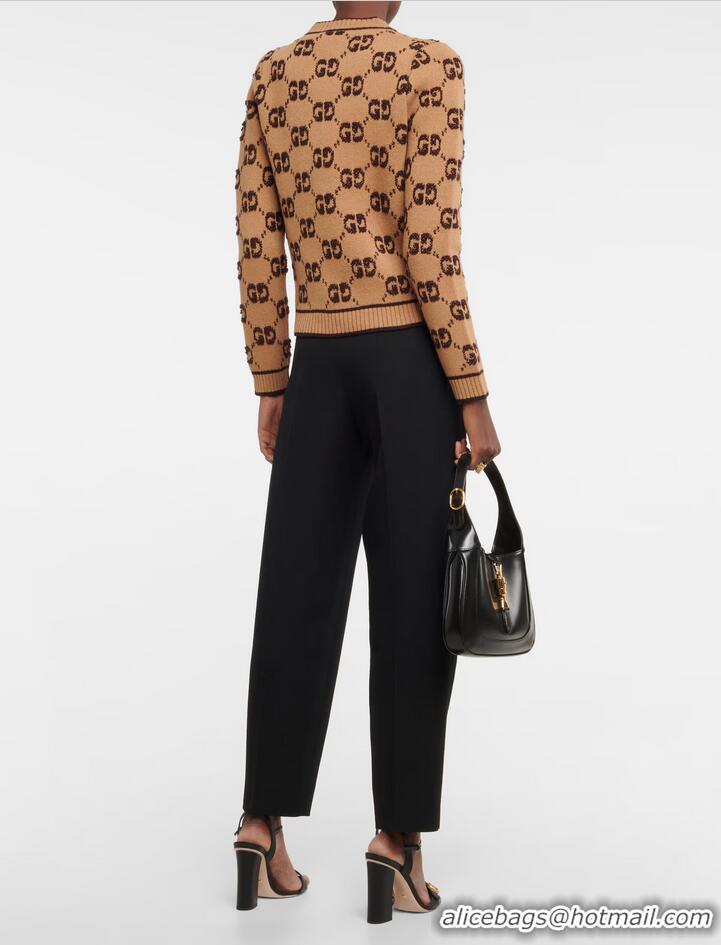 ​Inexpensive Gucci Wool Boucle Jacquard Cardigan G8794 Brown
