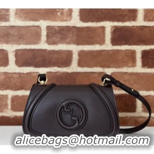 New Cheap Gucci Blondie Small Shoulder bag in Smooth Leather 815700 Coffee Brown 2024