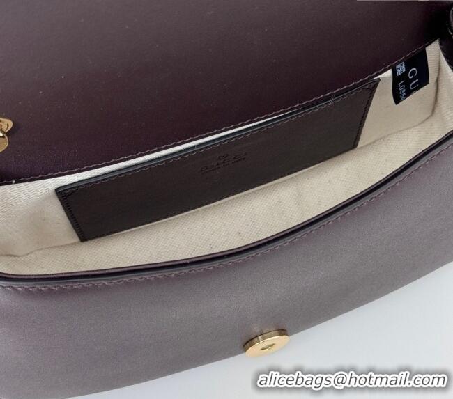 New Cheap Gucci Blondie Small Shoulder bag in Smooth Leather 815700 Coffee Brown 2024