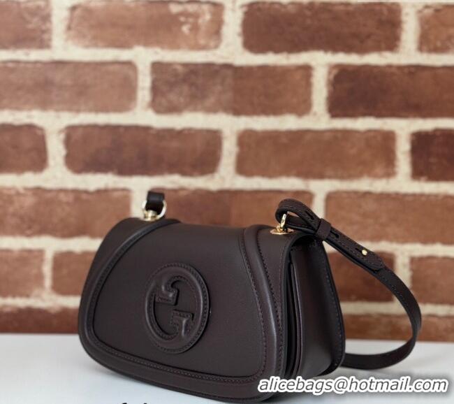 New Cheap Gucci Blondie Small Shoulder bag in Smooth Leather 815700 Coffee Brown 2024