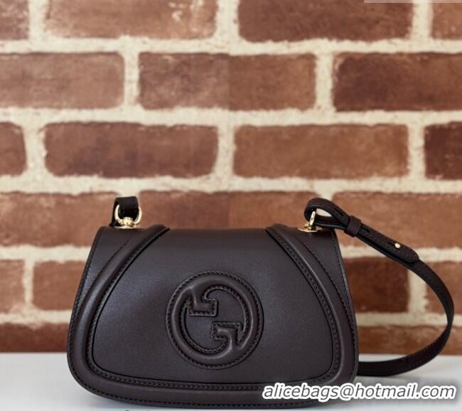 New Cheap Gucci Blondie Small Shoulder bag in Smooth Leather 815700 Coffee Brown 2024