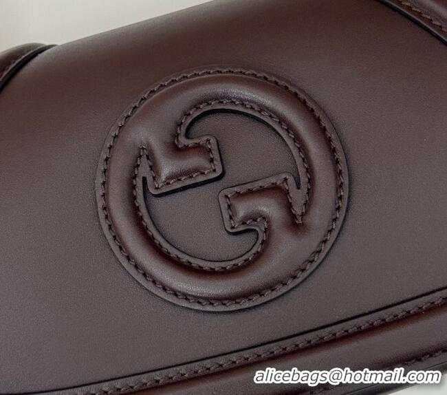 New Cheap Gucci Blondie Small Shoulder bag in Smooth Leather 815700 Coffee Brown 2024
