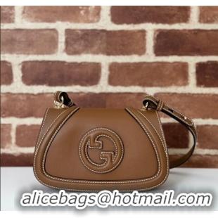 New Cheap Gucci Blondie Small Shoulder bag in Smooth Leather 815700 Tan Brown 2024
