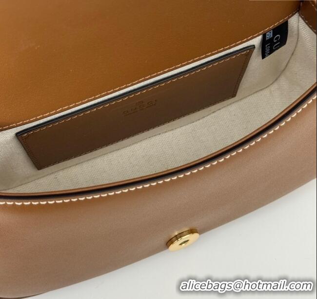 New Cheap Gucci Blondie Small Shoulder bag in Smooth Leather 815700 Tan Brown 2024