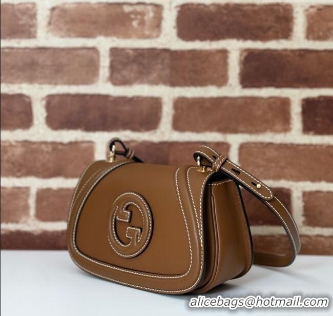 New Cheap Gucci Blondie Small Shoulder bag in Smooth Leather 815700 Tan Brown 2024