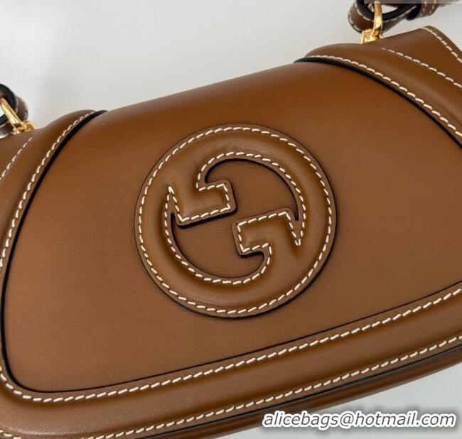 New Cheap Gucci Blondie Small Shoulder bag in Smooth Leather 815700 Tan Brown 2024
