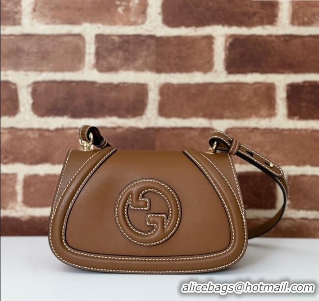 New Cheap Gucci Blondie Small Shoulder bag in Smooth Leather 815700 Tan Brown 2024