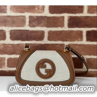 Good Product Gucci Blondie Small Shoulder bag in Linen Canvas and Leather 815700 Brown 2024