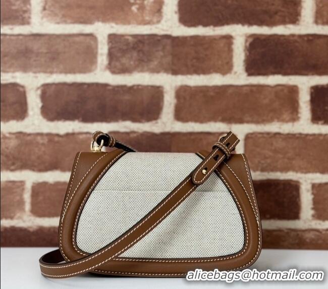 Good Product Gucci Blondie Small Shoulder bag in Linen Canvas and Leather 815700 Brown 2024