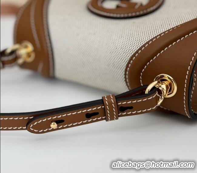Good Product Gucci Blondie Small Shoulder bag in Linen Canvas and Leather 815700 Brown 2024